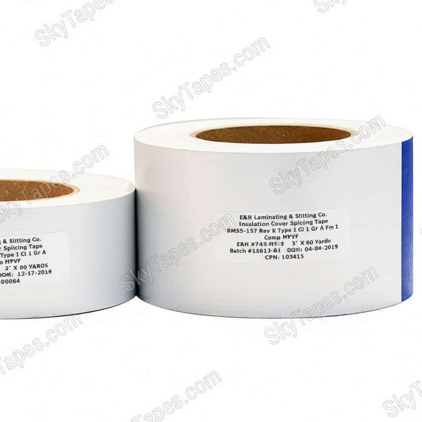 E&H 743-MT two rolls showing printed BMS 5-157 Rev. K Comp. MPVF label text — Orcon OT-157TN alternative