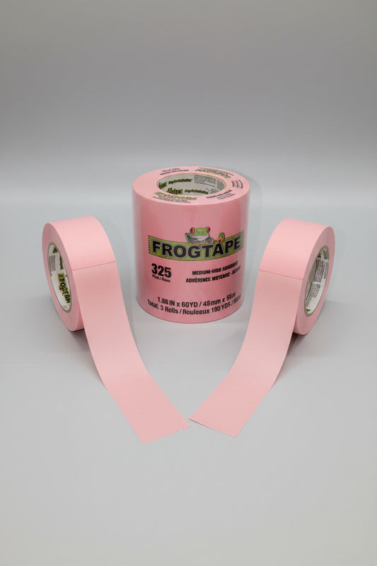 FrogTape 325 Pink CP 325 high-temperature performance masking tape by Shurtape, 48mm roll, 325°F rated, for automotive marine and metal fabrication