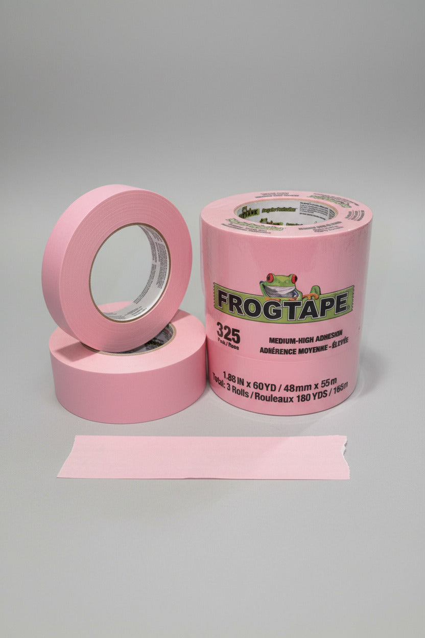 FrogTape 325 Pink CP 325 high-temperature performance masking tape by Shurtape, 48mm roll, 325°F rated, for automotive marine and metal fabrication