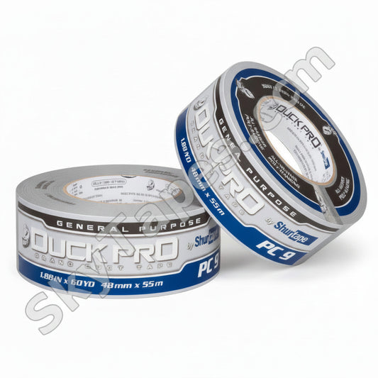 Duck Pro® PC 9 by Shurtape® General Purpose Duct Tape | Silver | 48mm x 55m | Co-Extruded Cloth | 30-Day Clean Removal