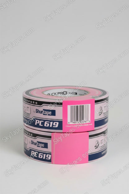 PC 619 Duck Pro® by Shurtape® Fluorescent Cloth Duct Tape | Fluorescent Pink | 48mm x 55m | 9 Mil | Clean Removal