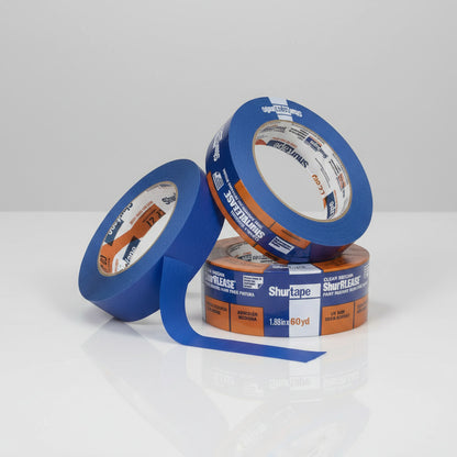 Shurtape CP 27 ShurRELEASE 14-day premium blue painter's tape, 48mm roll, multi-surface clean removal masking tape, made in USA