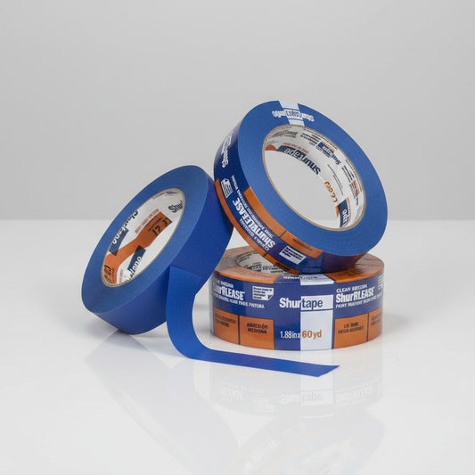 Shurtape CP 27 ShurRELEASE 14-day premium blue painter's tape, 48mm roll, multi-surface clean removal masking tape, made in USA