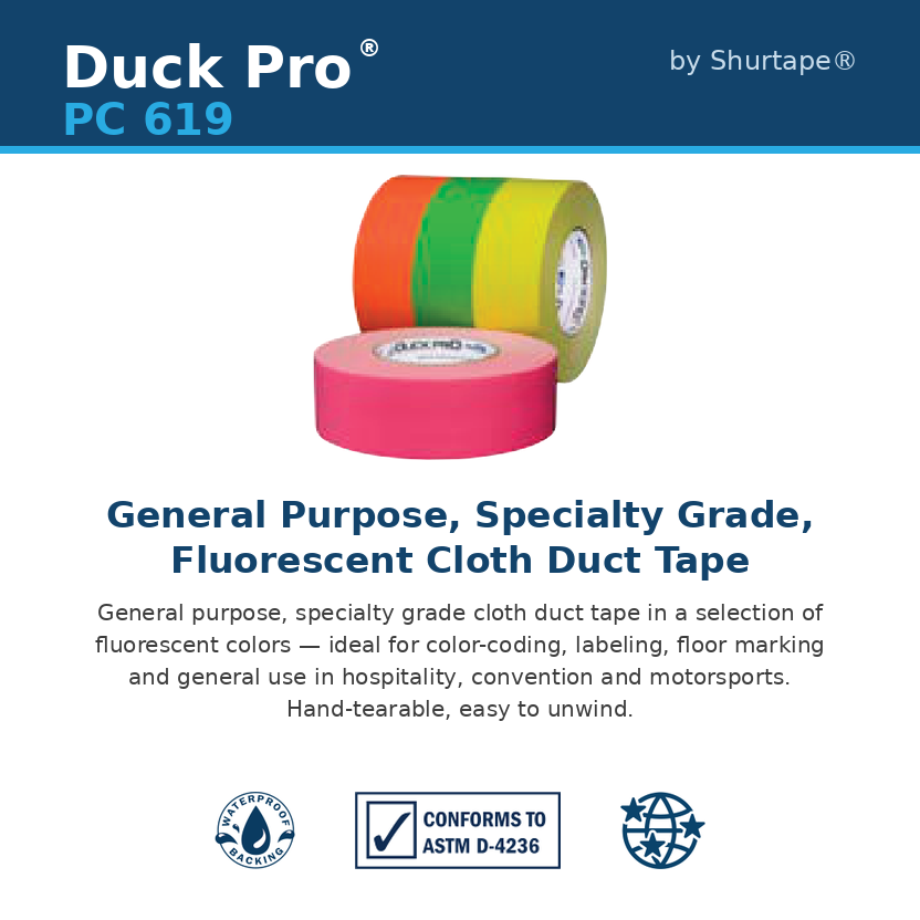 PC 619 Duck Pro Fluorescent Green Cloth Duct Tape | Shurtape