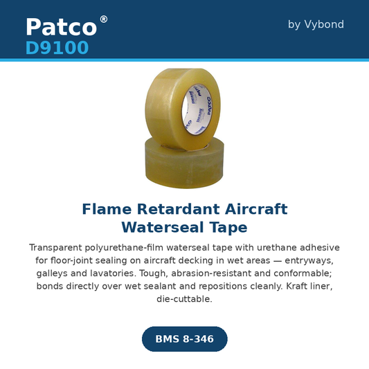 Patco D9100 Flame Retardant Aircraft Waterseal Tape | BMS 8-346
