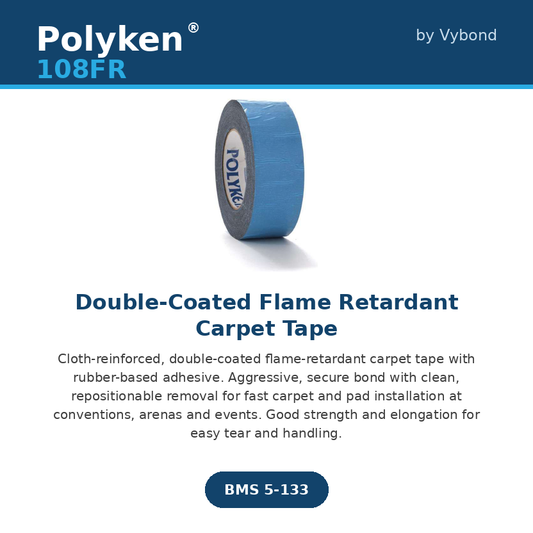 Polyken 108FR Flame Retardant Aircraft Carpet Tape | BMS 5-133