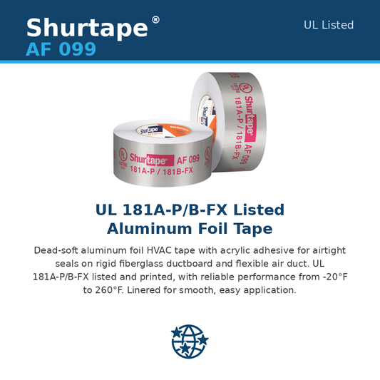 Shurtape AF 099 UL 181A-P/B-FX Aluminum Foil HVAC Tape (Case of 16)