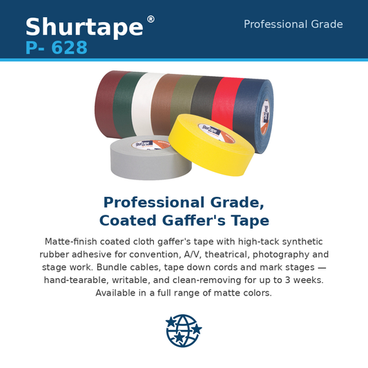 Pro Gaff® P-628 Black Professional Gaffer Tape (Formerly Shurtape P-628)